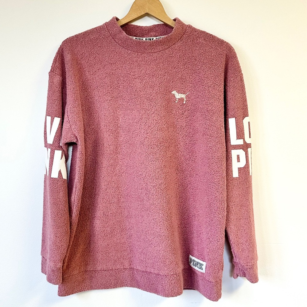 PINK Victoria's Secret Oversized Boucle Knit Sweatshirt Mauve Love Pink Medium
